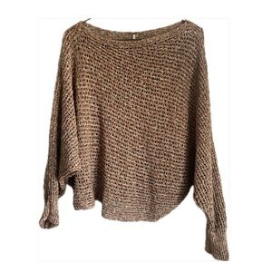Free People Slouchy Pullover Open Knit Cropped Sweater Dolman Sleeves Size Small